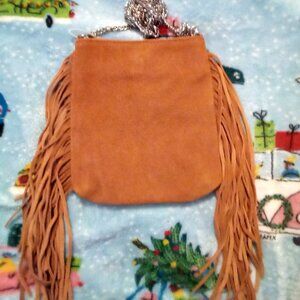 Urban Outfitters Suede Fringed Purse with Chain Strap Festival Concerts